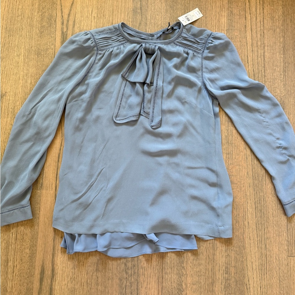 NEW Ann Taylor Silk Blouse-Blue-Size Small